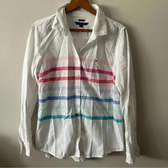 Tommy Hilfiger striped rainbow blouse L - Picture 2 of 6